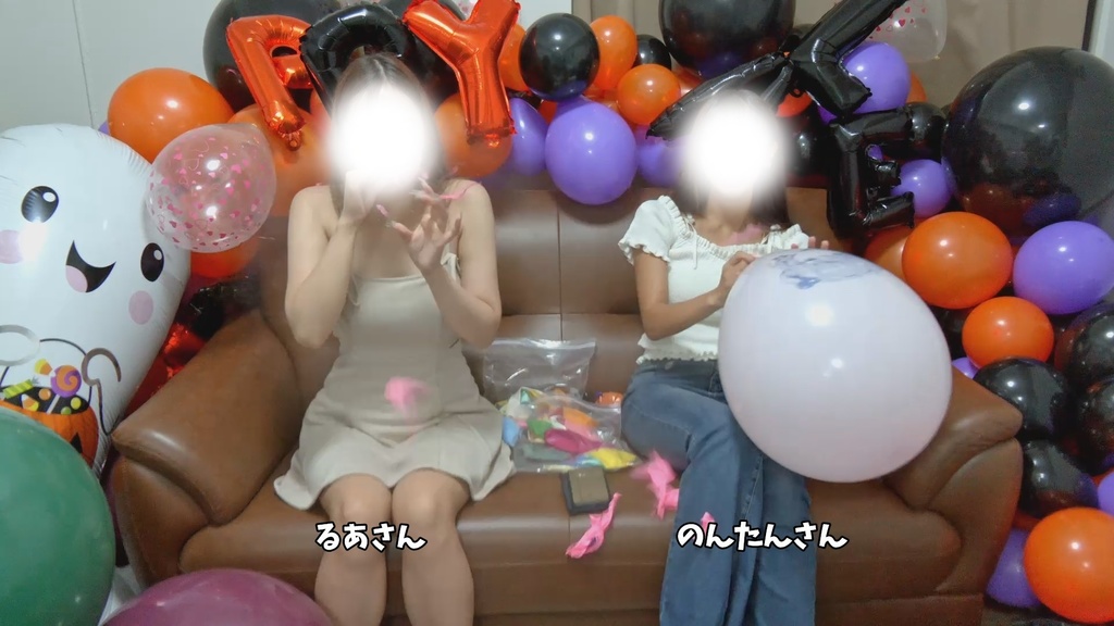 #61 るあさん・のんたんさんのイラスト風船膨らまし割り対決【YouTube登録者2000人記念】