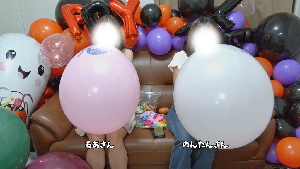 #61 るあさん・のんたんさんのイラスト風船膨らまし割り対決【YouTube登録者2000人記念】