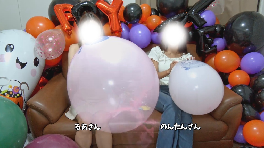 #61 るあさん・のんたんさんのイラスト風船膨らまし割り対決【YouTube登録者2000人記念】