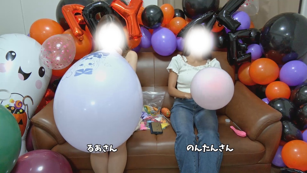 #61 るあさん・のんたんさんのイラスト風船膨らまし割り対決【YouTube登録者2000人記念】