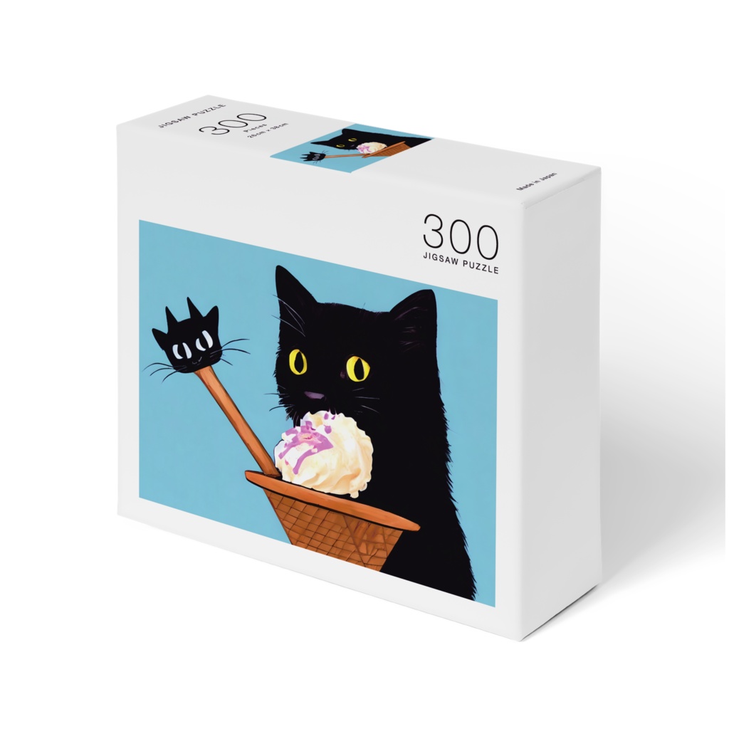アイスクリームを盗み食いする黒猫｜オリジナルジグソーパズル