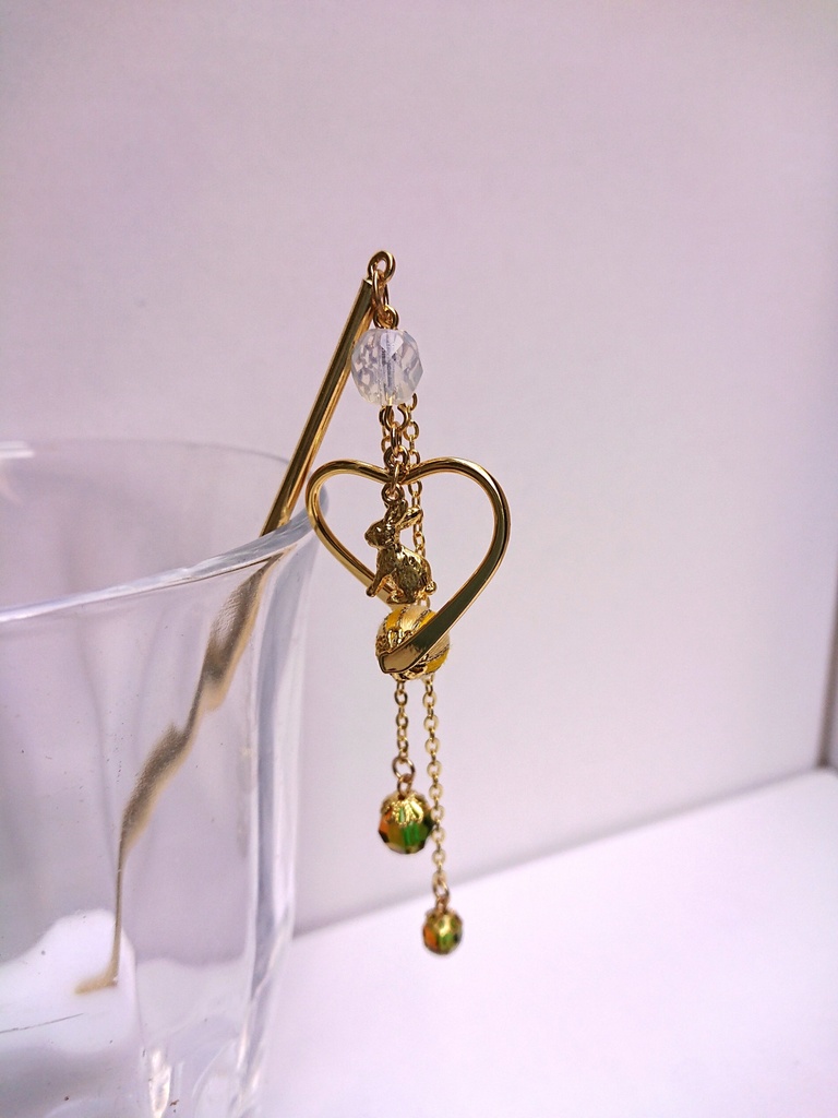 巻き玉とうさぎチャームのかんざし G