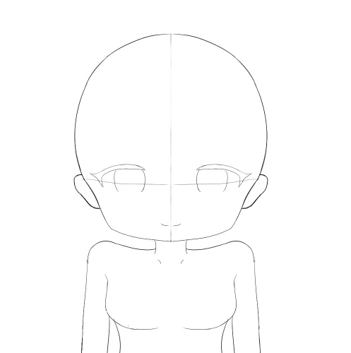 デフォルメ素体ポーズ素材セット(ピース / ハート/手を振る)【線画・商用利用可】