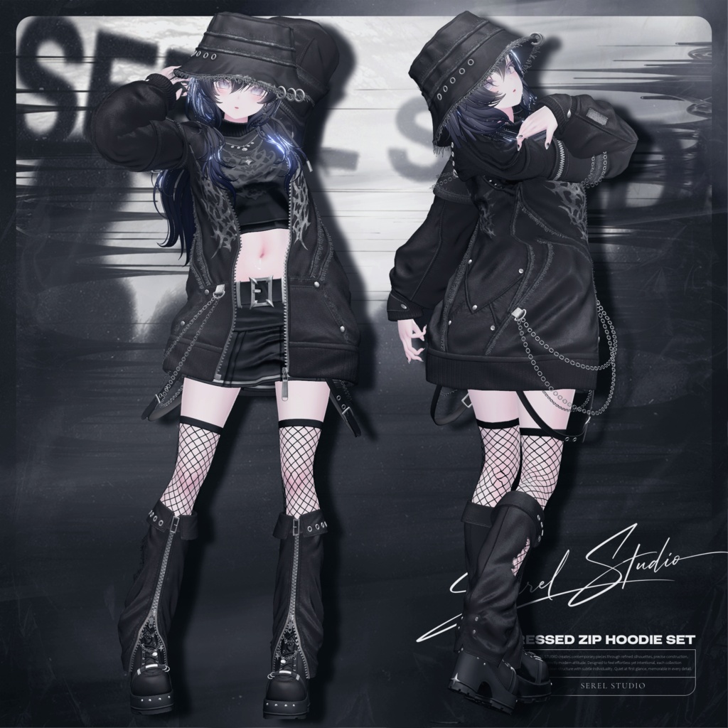 ✨SALE✨ Distressed Zip Hoodie Set【21アバター対応】