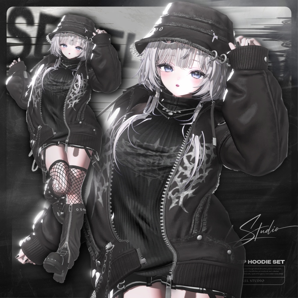 ✨SALE✨ Distressed Zip Hoodie Set【21アバター対応】