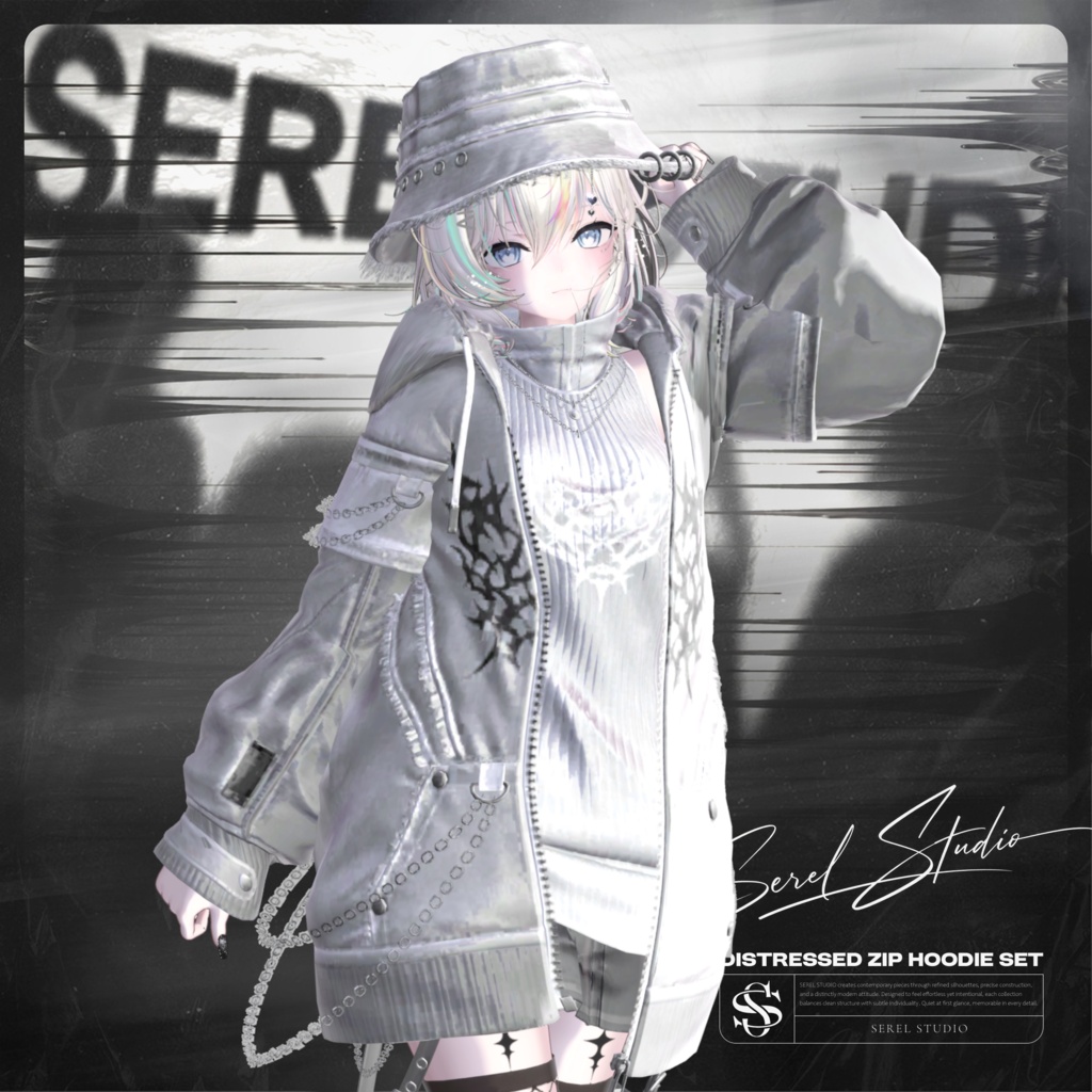 ✨SALE✨ Distressed Zip Hoodie Set【21アバター対応】