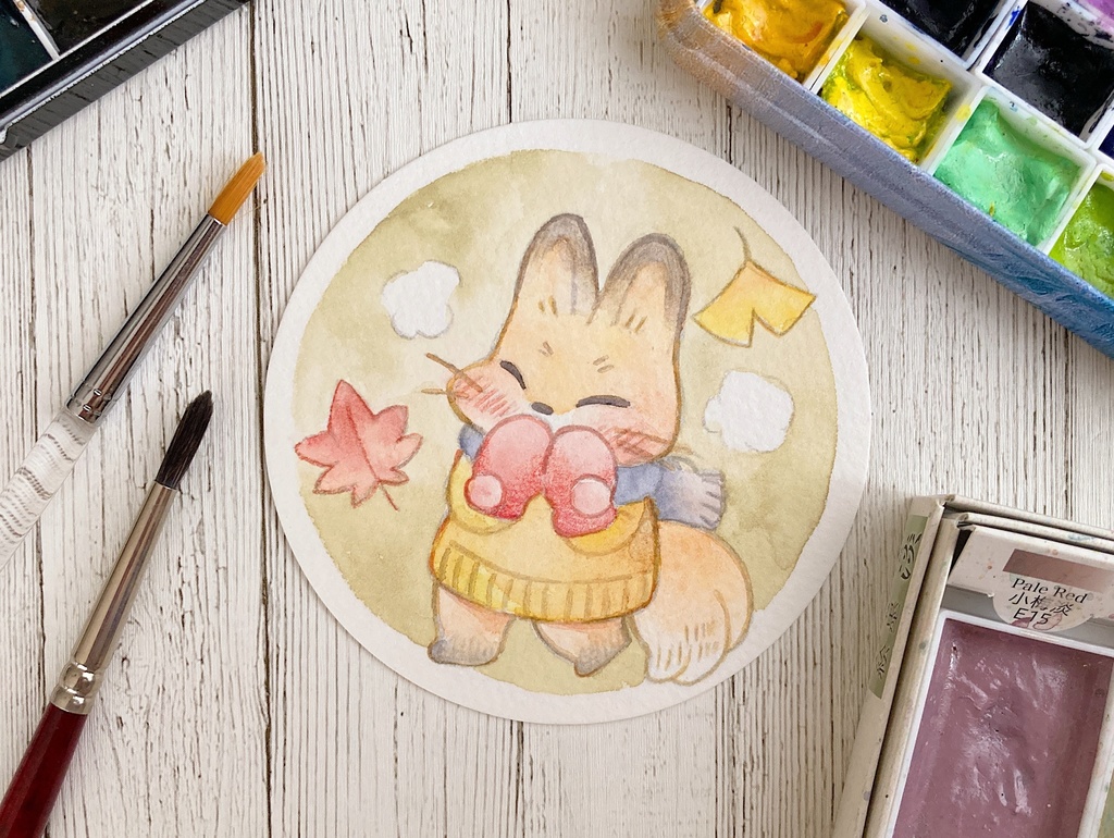 【NEW★原画】秋のきつねさん