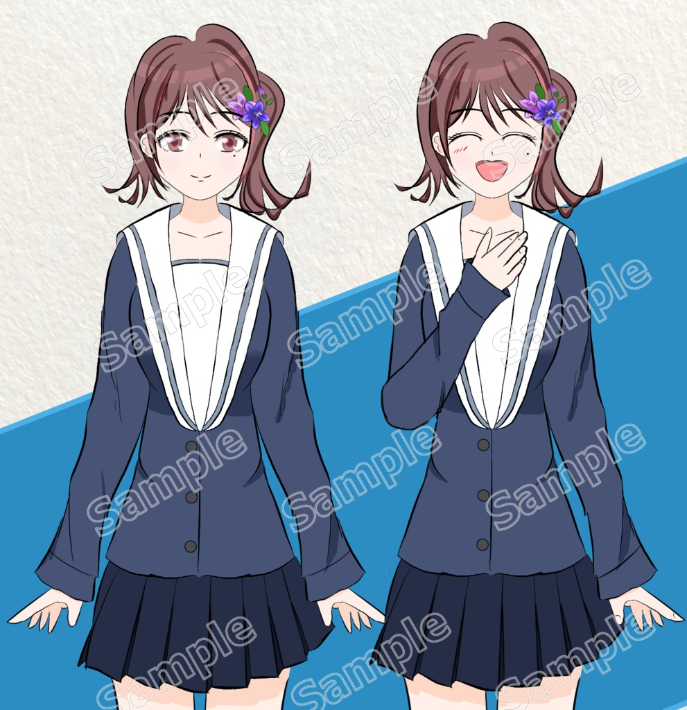 全身立ち絵素材_制服の女の子