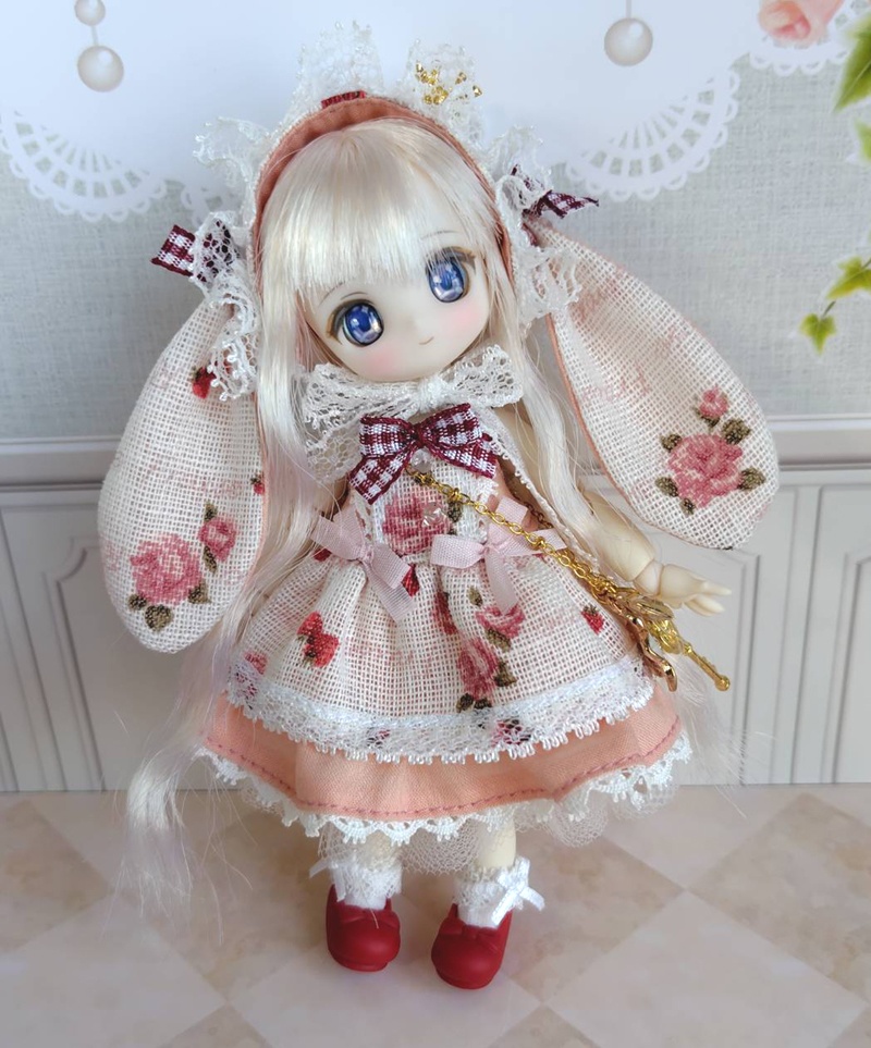 たれ耳うさぎ甘ロリドレス４点セット　ピンク