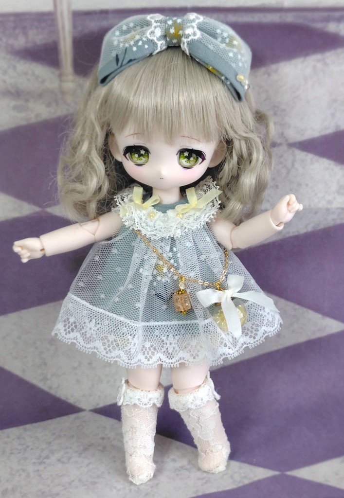 風鈴風味なふわふわチュール重ねドレスセット・青竹