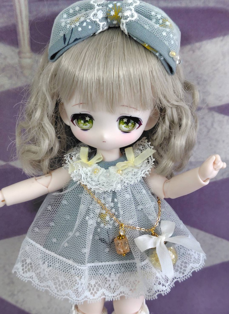 風鈴風味なふわふわチュール重ねドレスセット・青竹