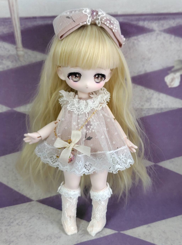 風鈴風味なふわふわチュール重ねドレスセット・灰桜
