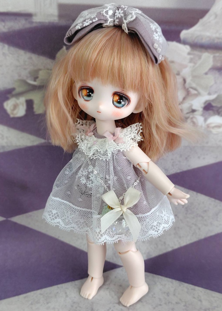 風鈴風味なふわふわチュール重ねドレスセット・藤紫