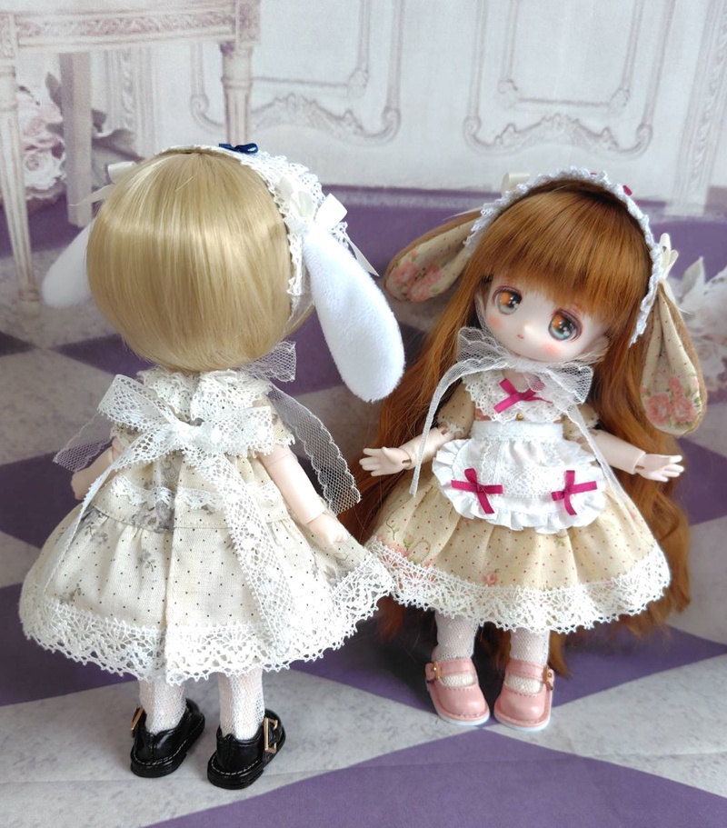 たれ耳うさぎのエプロンドレスセット・ブルー