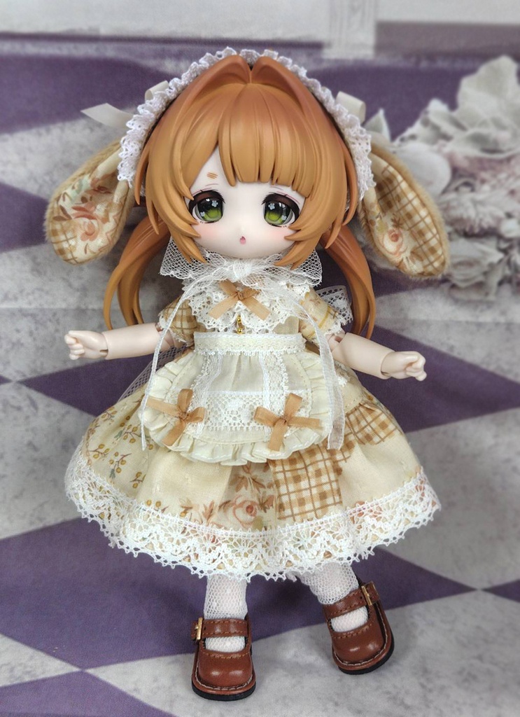 たれ耳うさぎのエプロンドレスセット・オレンジ
