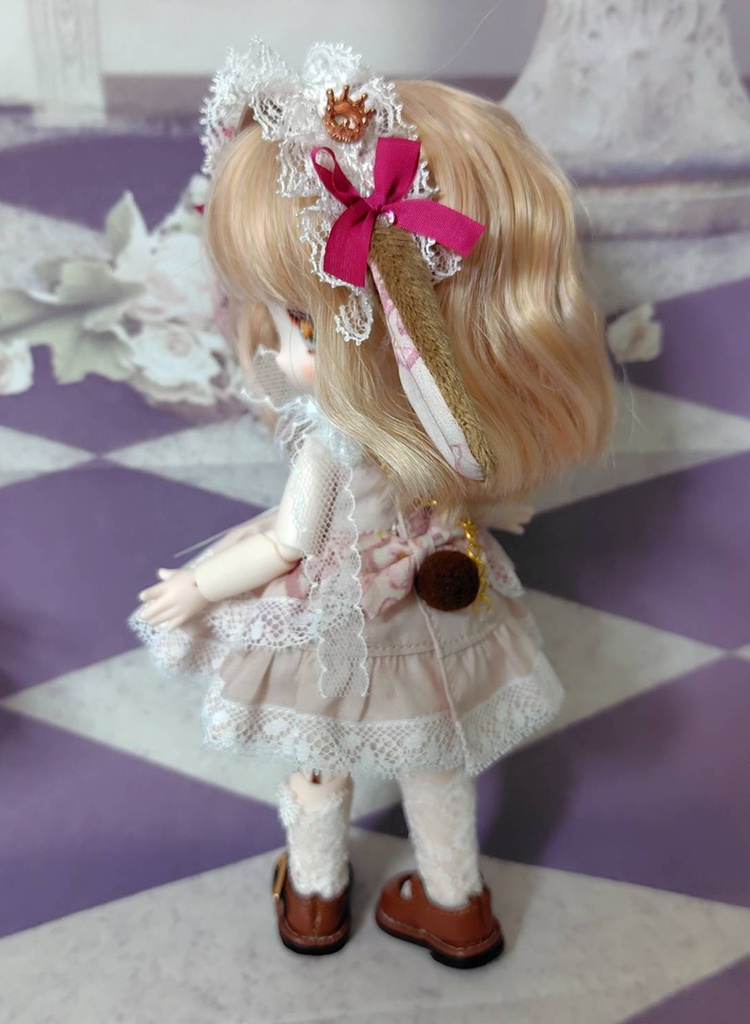 たれ耳うさぎ甘ロリドレス５点セット　ピンク