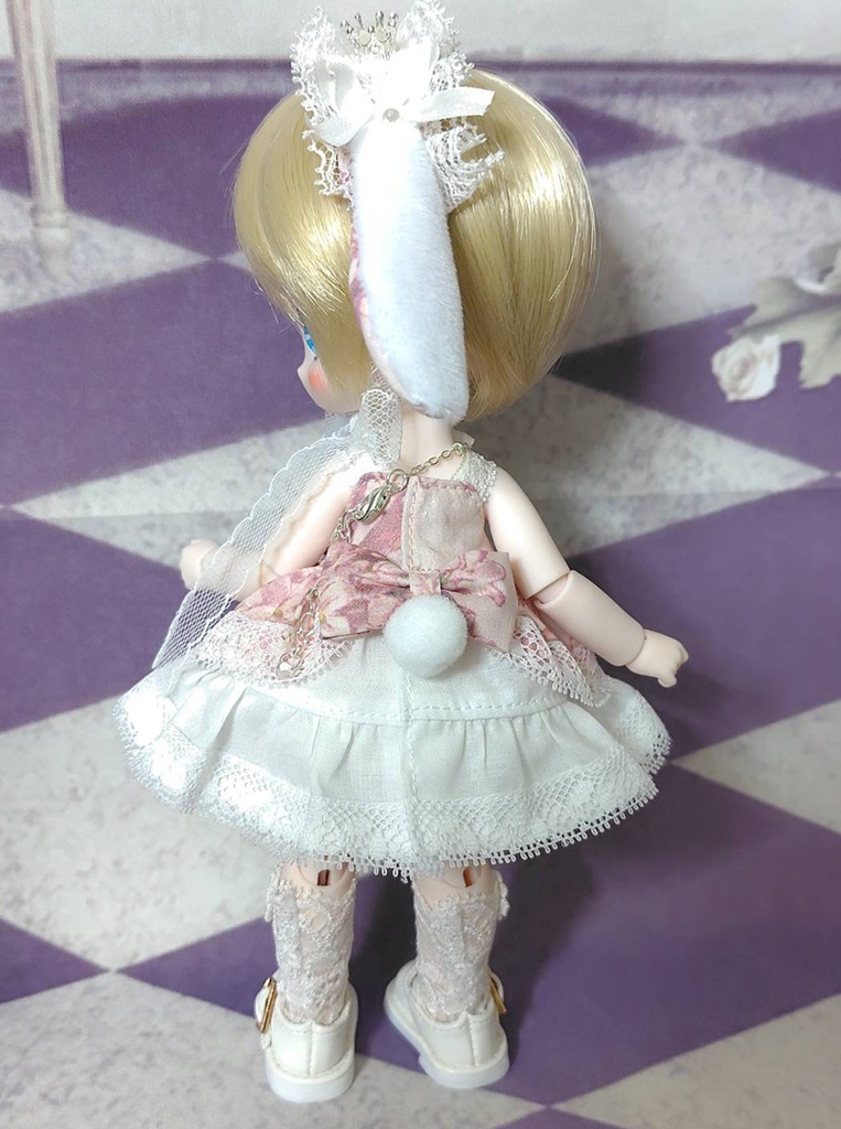 たれ耳うさぎ甘ロリドレス５点セット　ホワイト