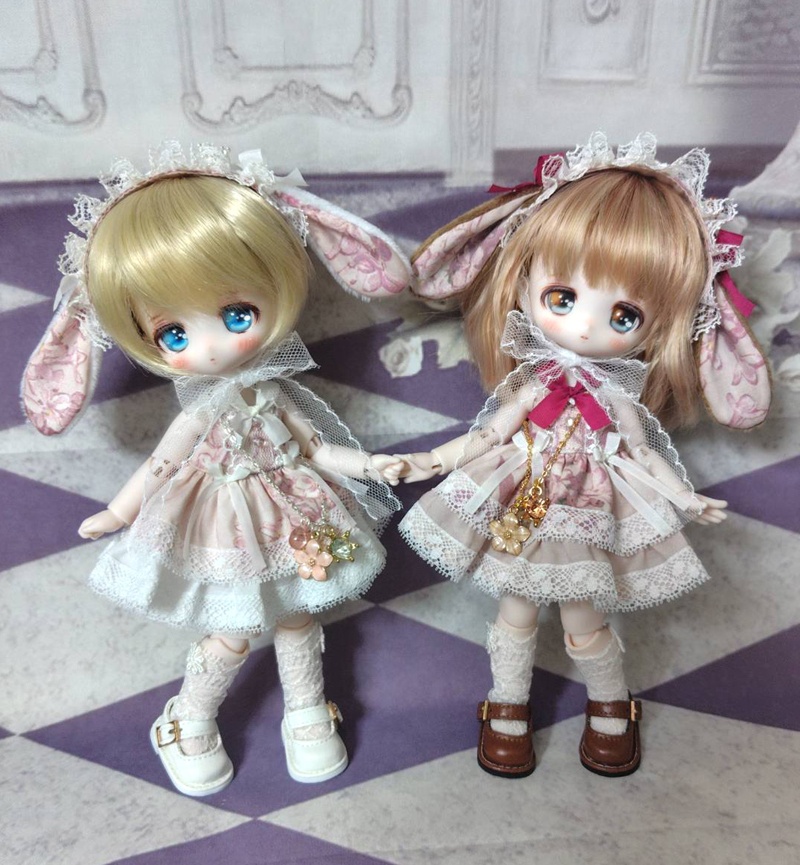 たれ耳うさぎ甘ロリドレス５点セット　ホワイト