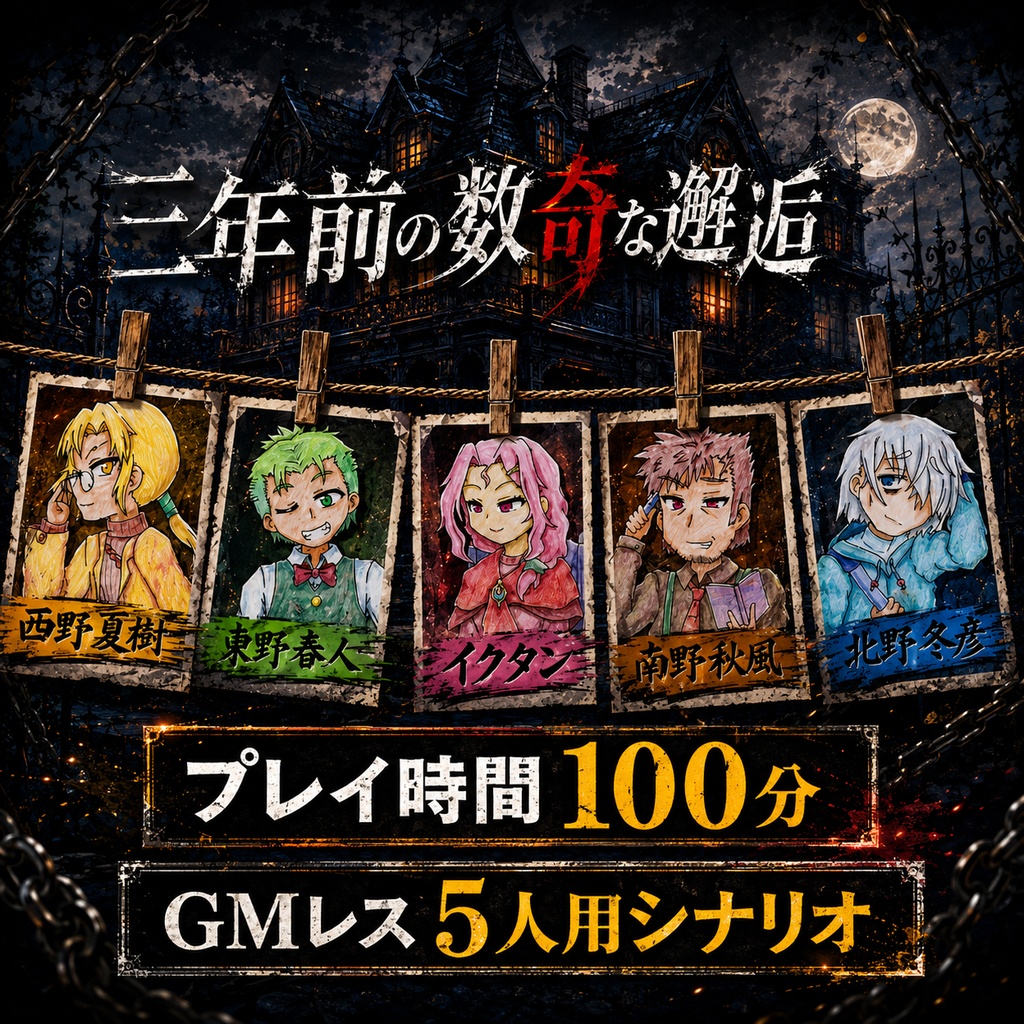 5人GMレス初心者向けマーダーミステリー『三年前の数奇な邂逅』