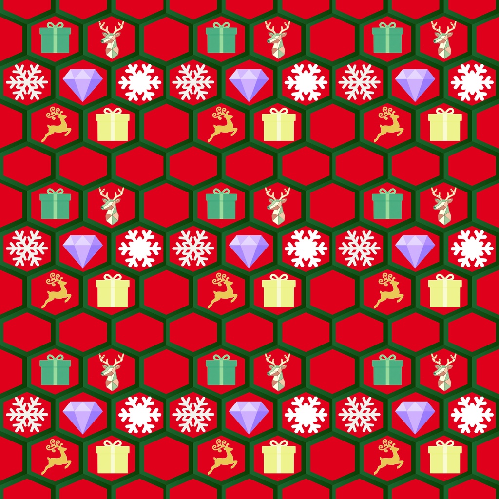 【16枚セット】亀甲柄×クリスマス・和風モダン デジタルペーパー(シームレスパターン素材)