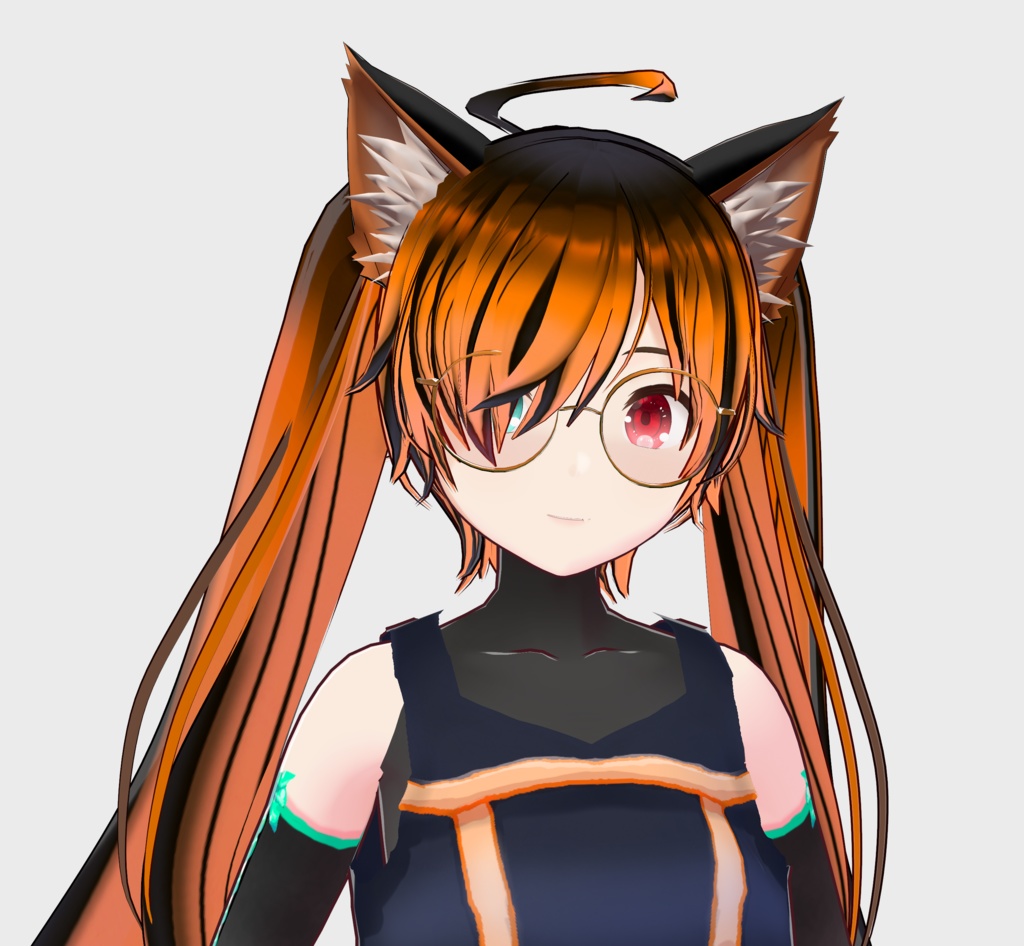 【おひとり様限定VRoid】ツインテ狐耳オッドアイズ眼鏡ふぉっくす