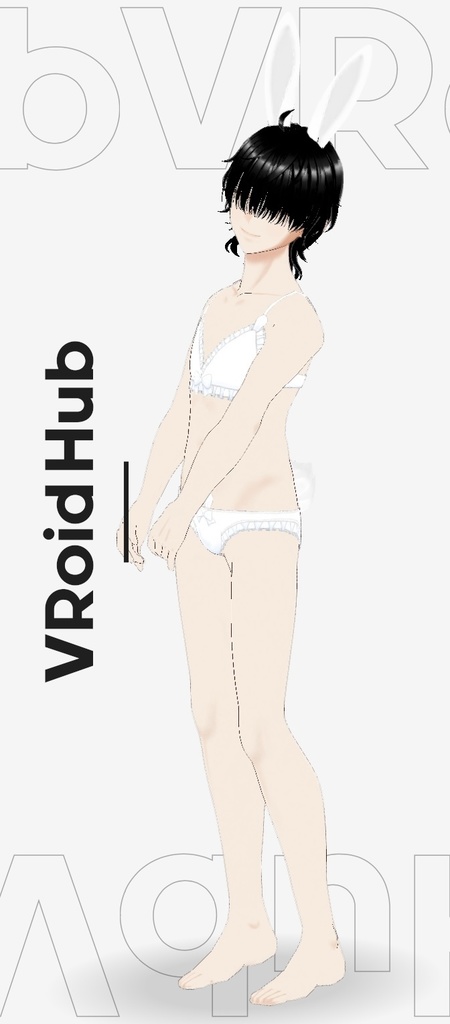 【vroid】メンズ用キュートうさちゃんフリルブラ5色セット【衣装】