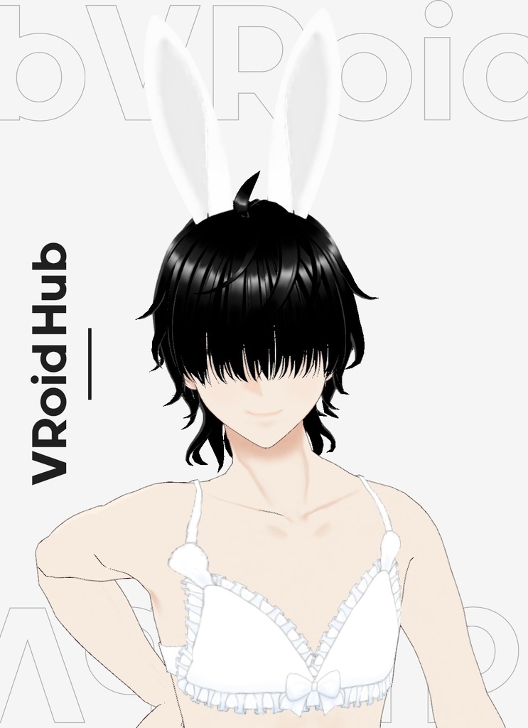 【vroid】メンズ用キュートうさちゃんフリルブラ5色セット【衣装】