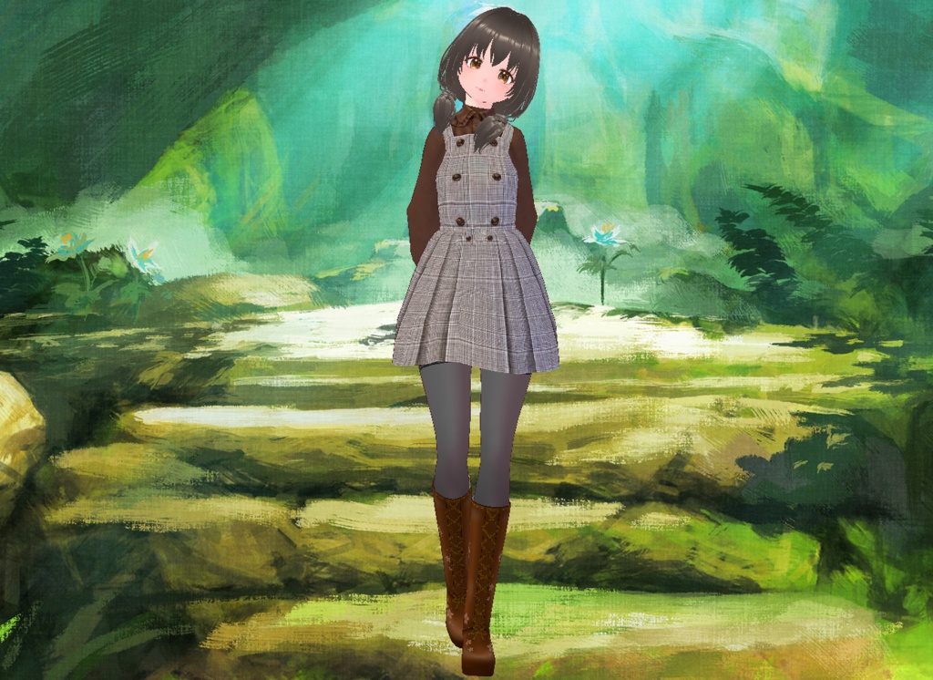 チェック柄ワンピース