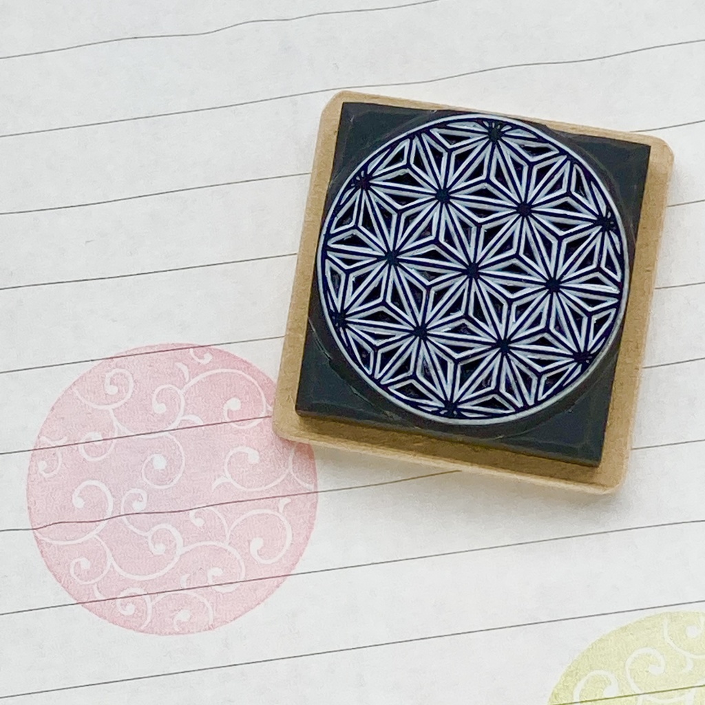 麻の葉丸型(大) 消しゴムはんこ