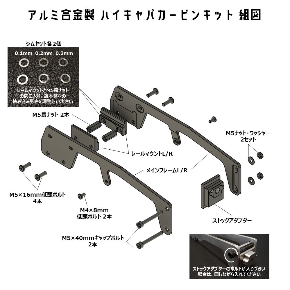 アルミ合金製 ハイキャパカービンキット(M4ストック用)