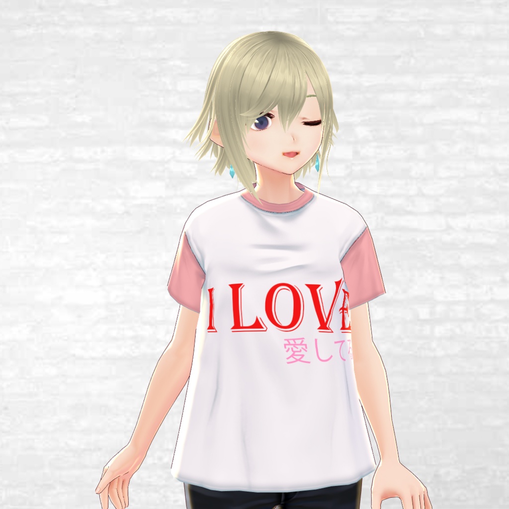 【VRoid】100円店　Tシャツ衣装　テクスチャ LOVE