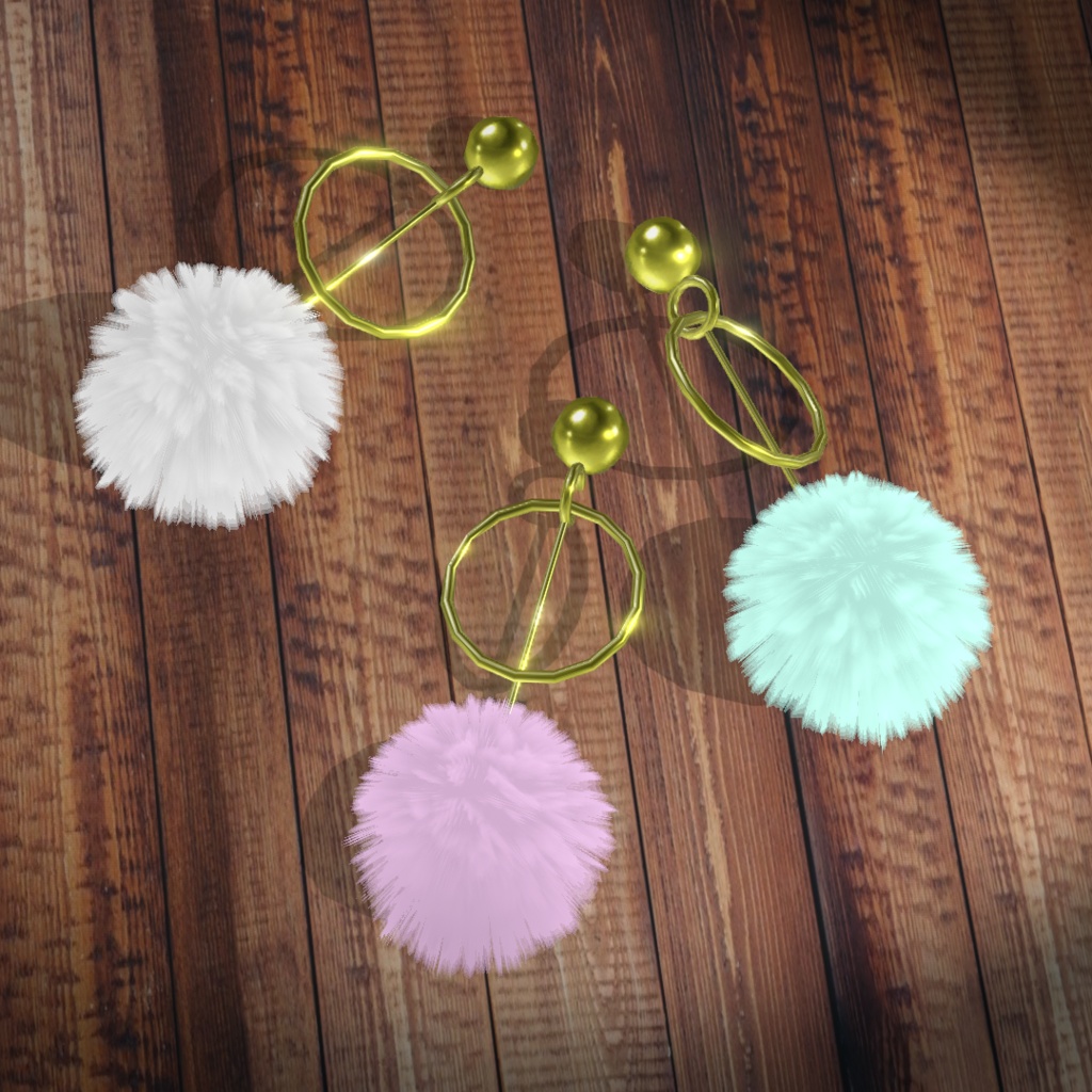 【無料】揺れるファーピアス【VRChat想定】