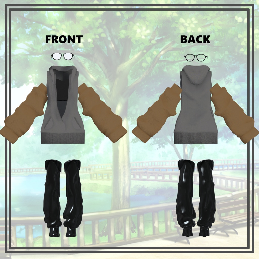 【桔梗】カジュアルニット&ブーツ【VRC想定】