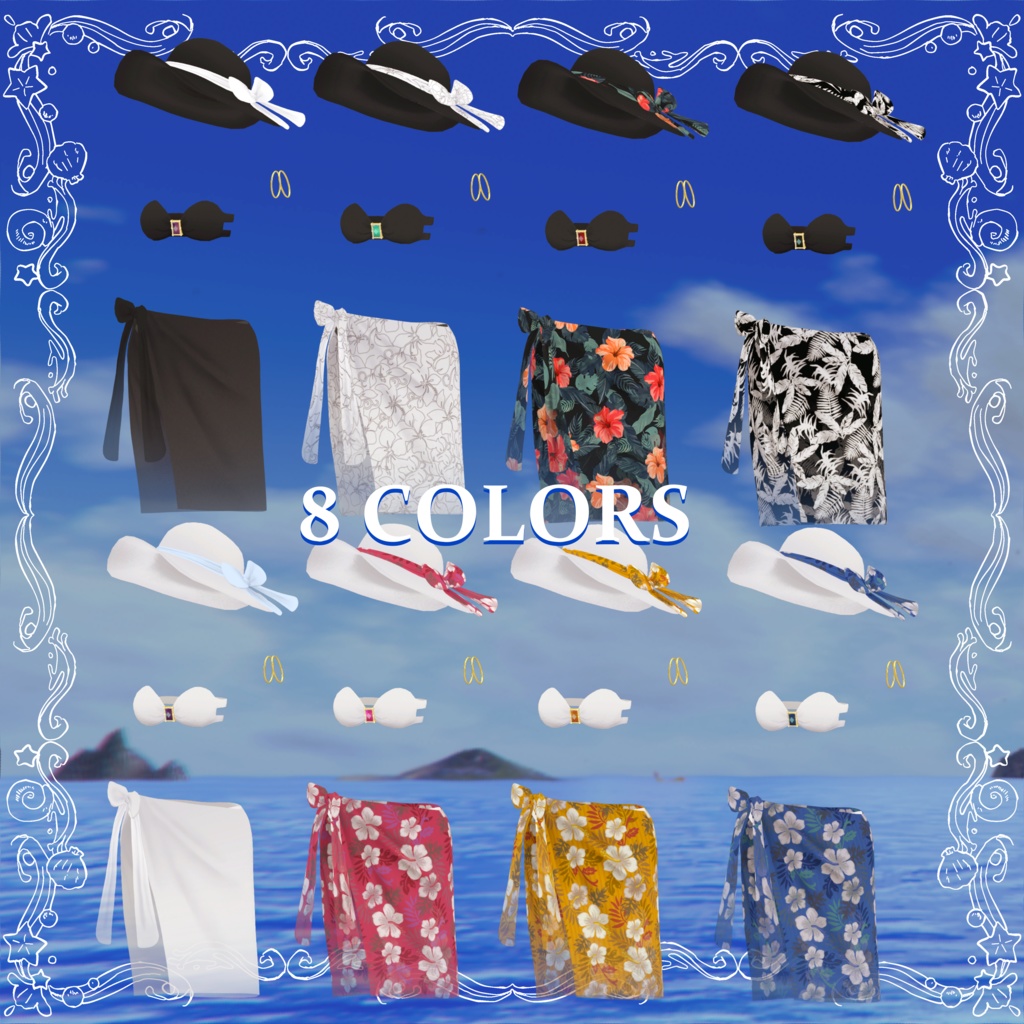 【桔梗/舞夜】Jewelry swimsuit & Pareo【VRChat想定】