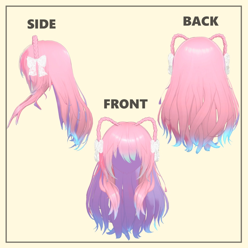 【8アバター対応】ふわもこ猫耳ヘア【VRC想定】