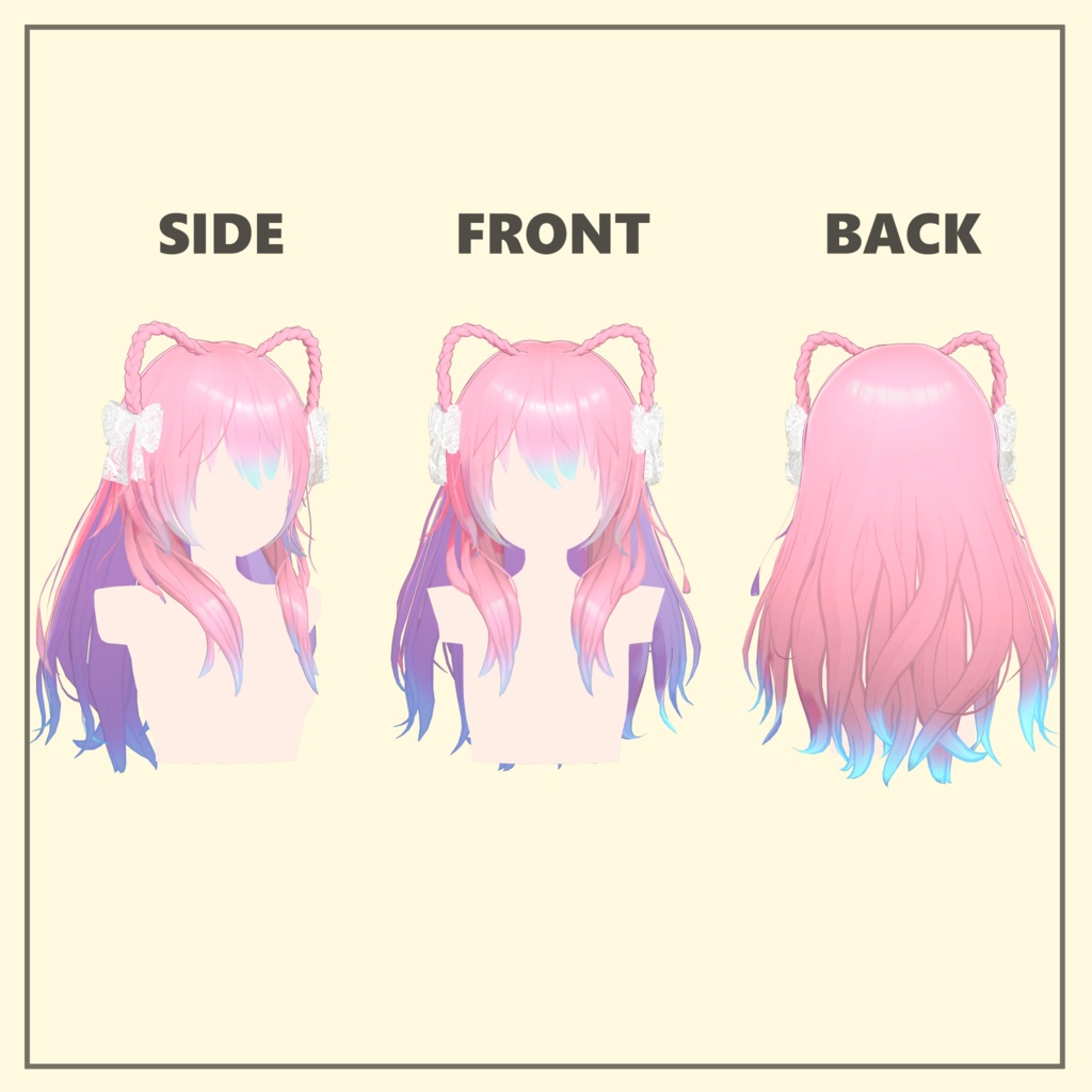 【8アバター対応】ふわもこ猫耳ヘア【VRC想定】