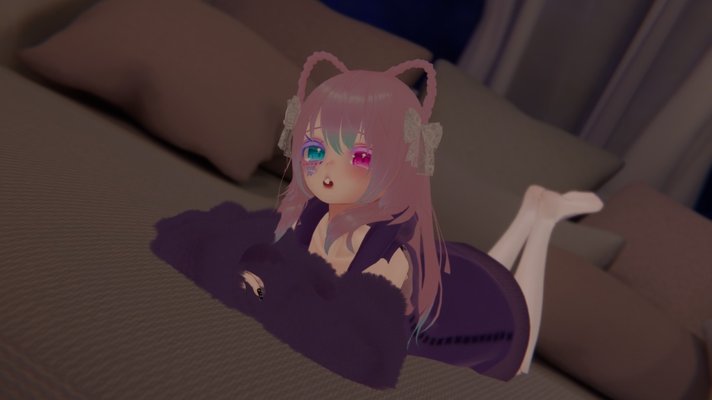 【8アバター対応】ふわもこ猫耳ヘア【VRC想定】