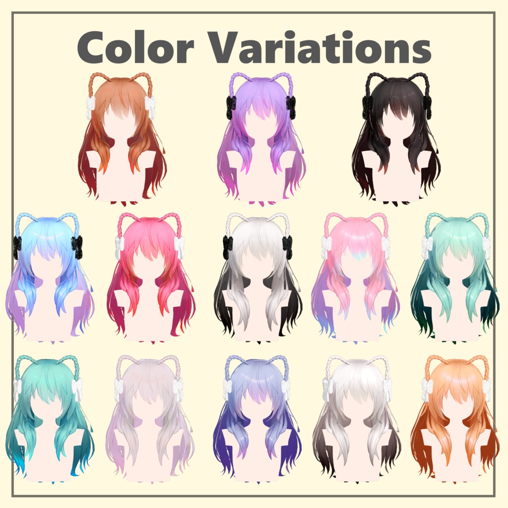 【8アバター対応】ふわもこ猫耳ヘア【VRC想定】