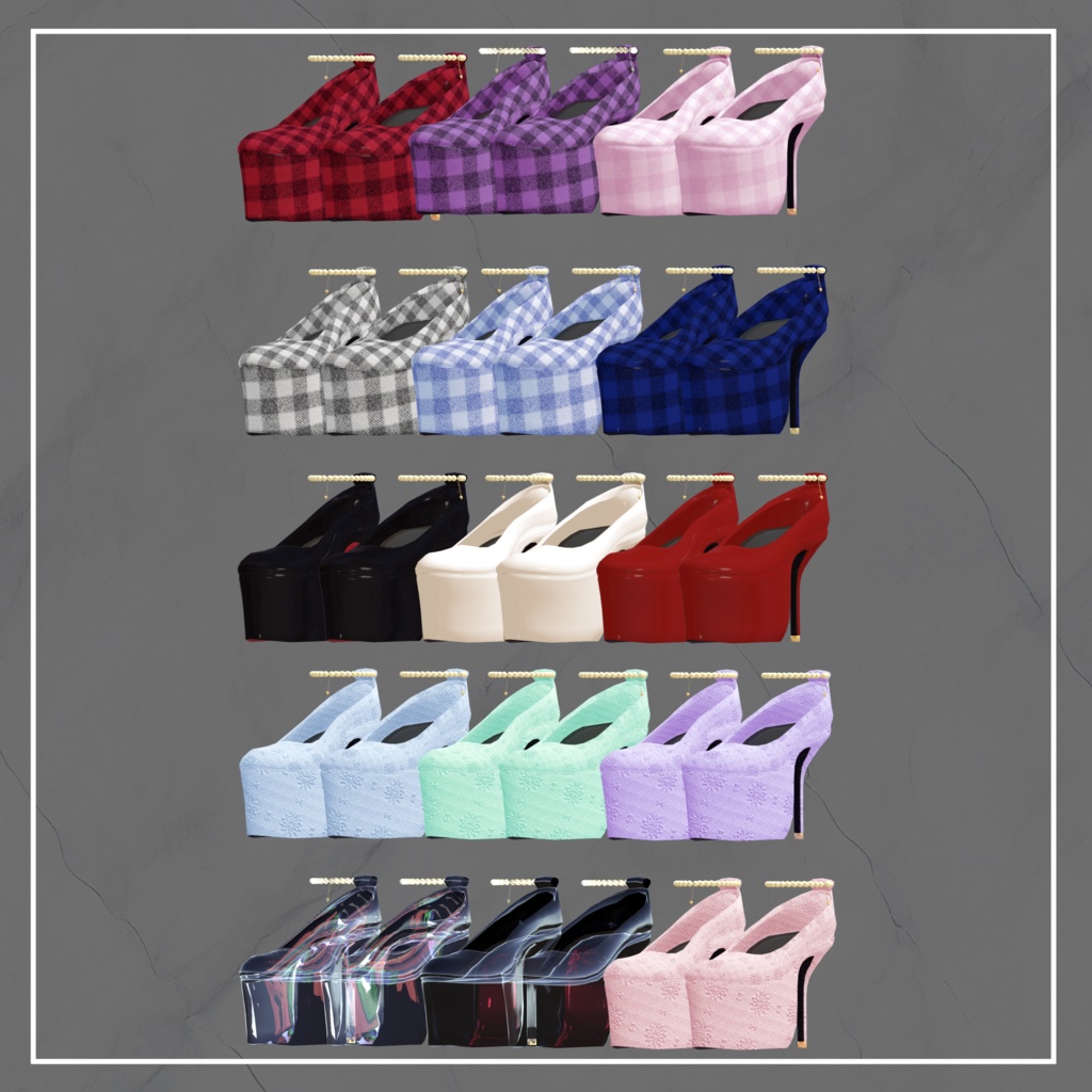 【4アバター対応】厚底ヒールパンプス【VRC想定】