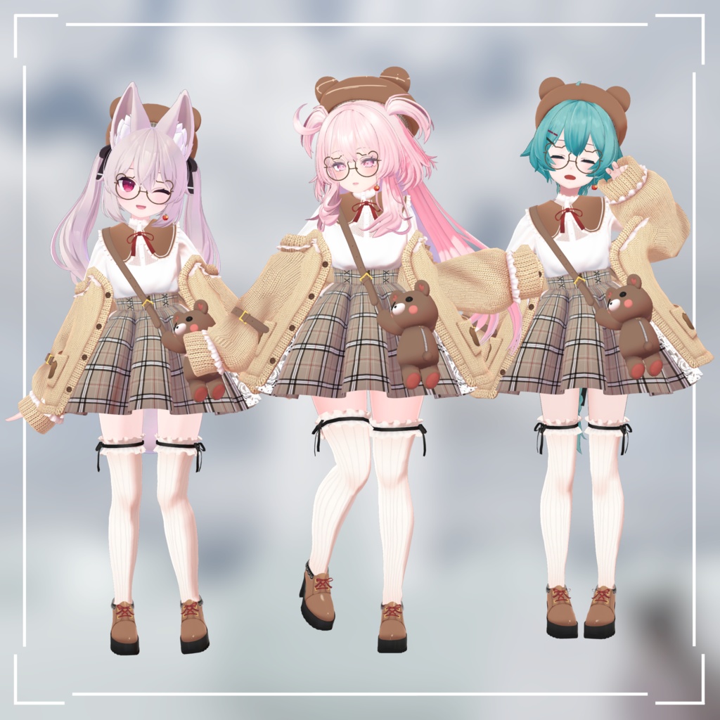 【9アバター対応】おでかけくまちゃんコーデ【VRC想定】