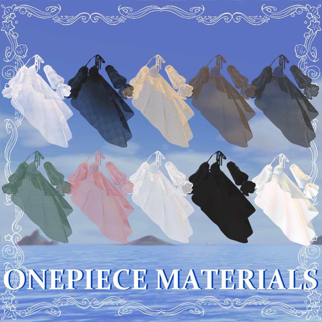 【6avatar対応】2023 Jewelry swimsuit & Pareo+【VRC想定】