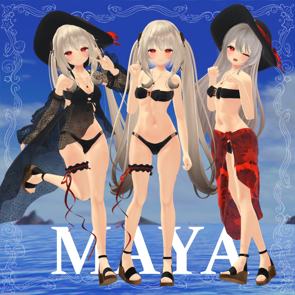 【6avatar対応】2023 Jewelry swimsuit & Pareo+【VRC想定】