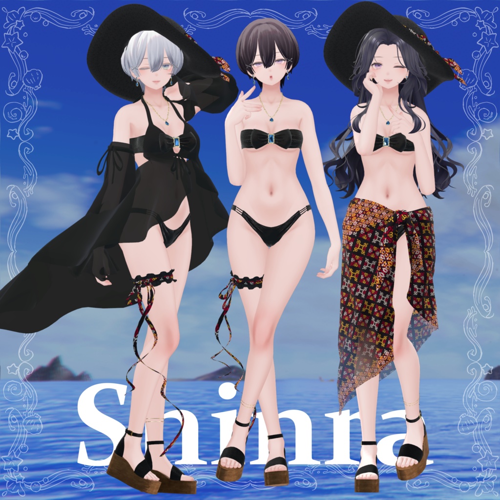 【6avatar対応】2023 Jewelry swimsuit & Pareo+【VRC想定】