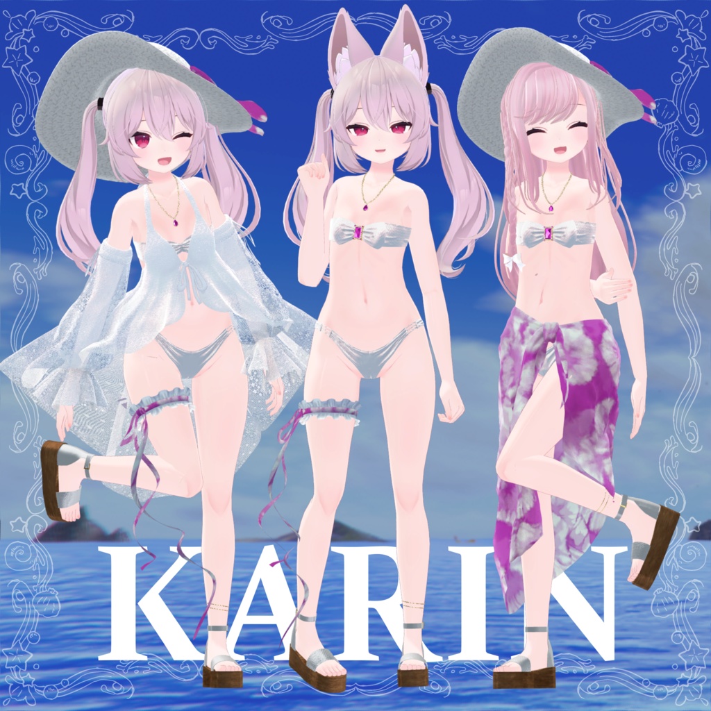 【6avatar対応】2023 Jewelry swimsuit & Pareo+【VRC想定】