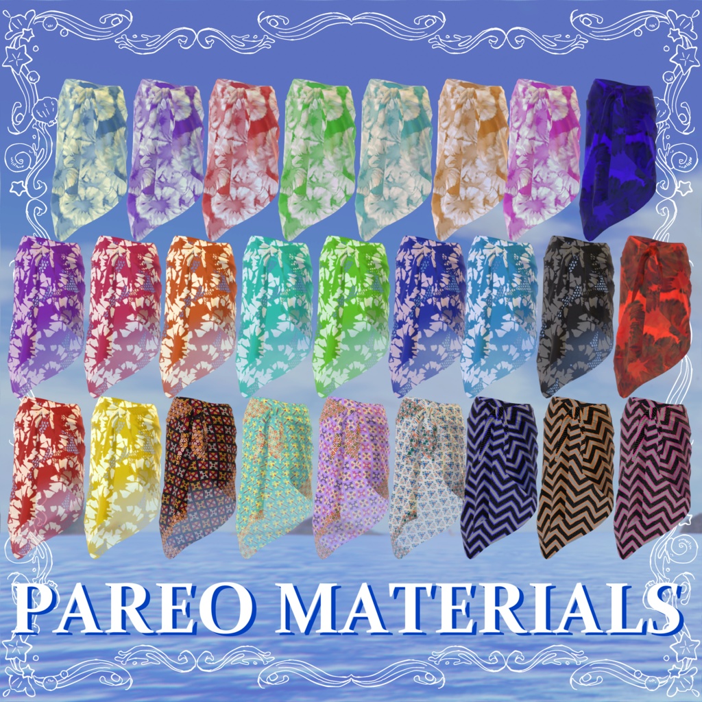 【6avatar対応】2023 Jewelry swimsuit & Pareo+【VRC想定】