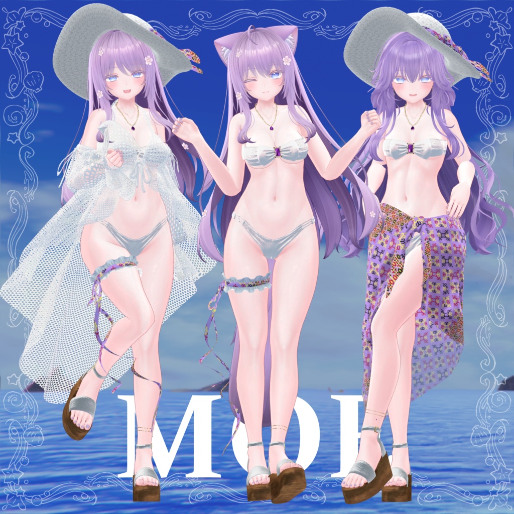 【6avatar対応】2023 Jewelry swimsuit & Pareo+【VRC想定】