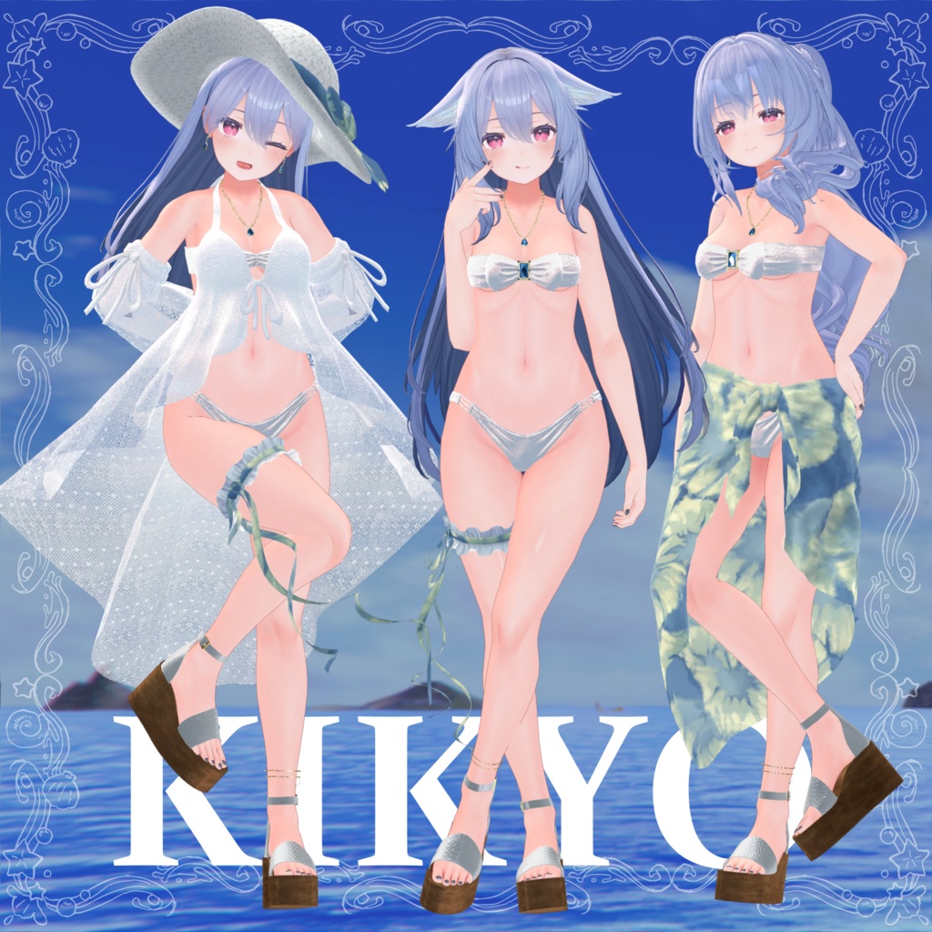 【6avatar対応】2023 Jewelry swimsuit & Pareo+【VRC想定】