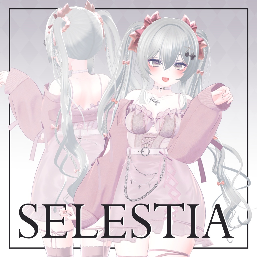 【6avatar対応】Cute Ribbon Twintail【VRC想定】