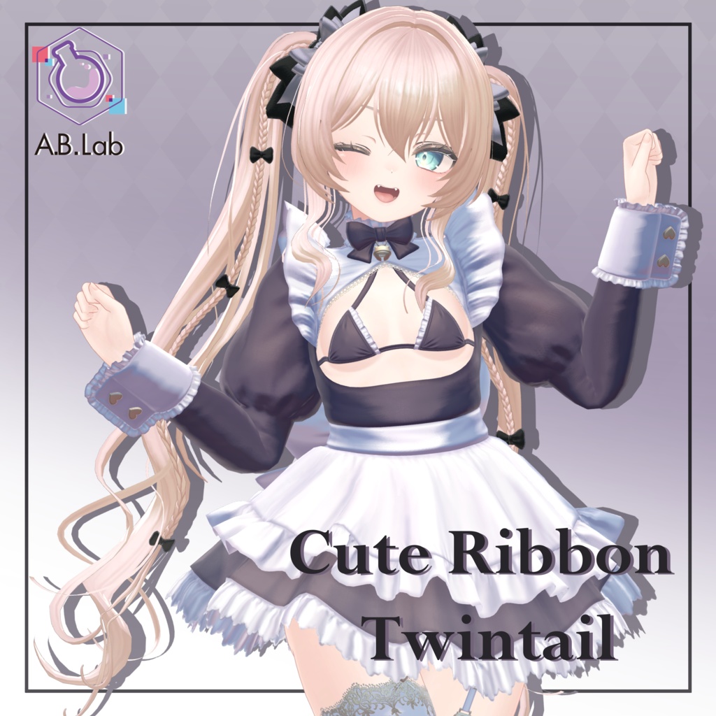 【6avatar対応】Cute Ribbon Twintail【VRC想定】
