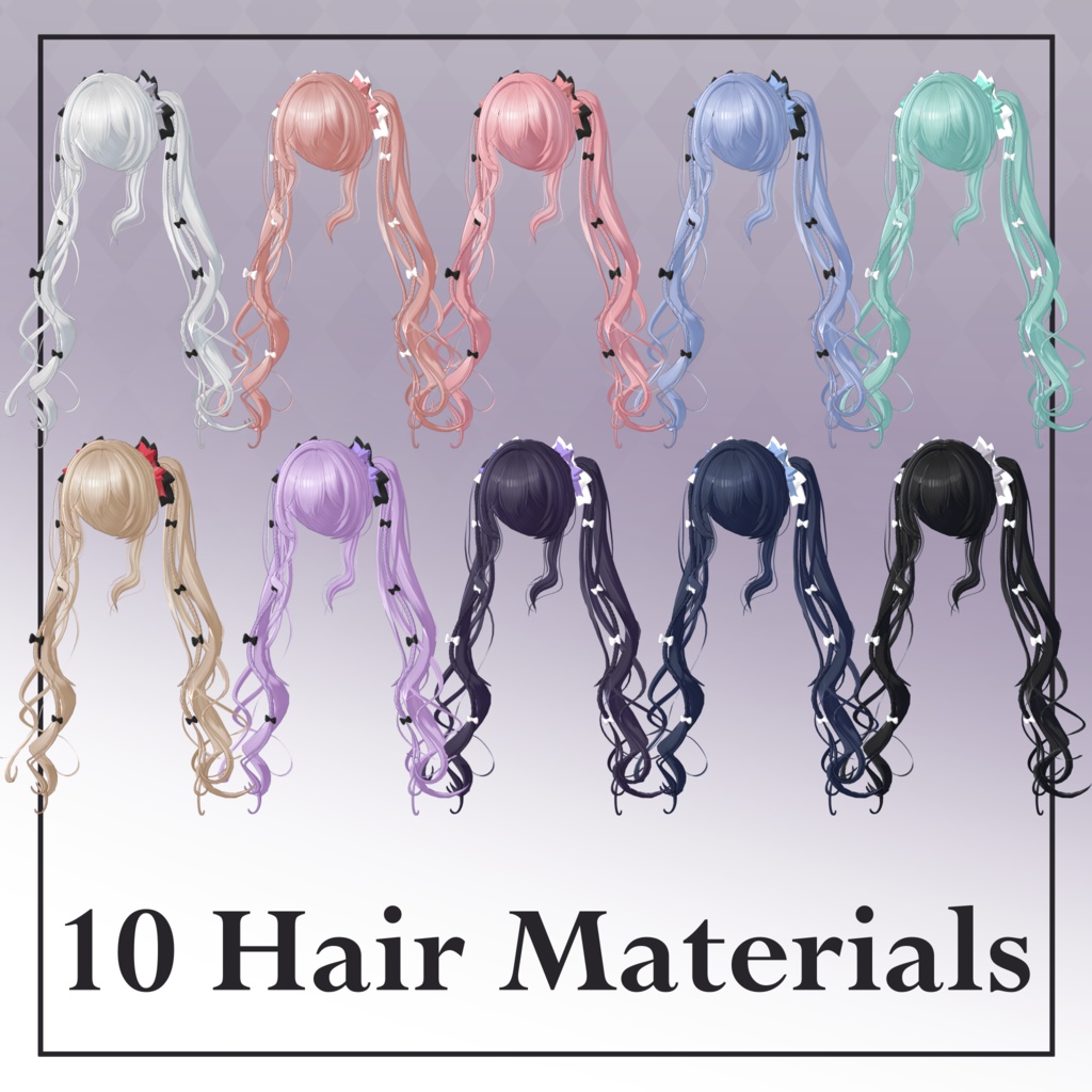 【6avatar対応】Cute Ribbon Twintail【VRC想定】